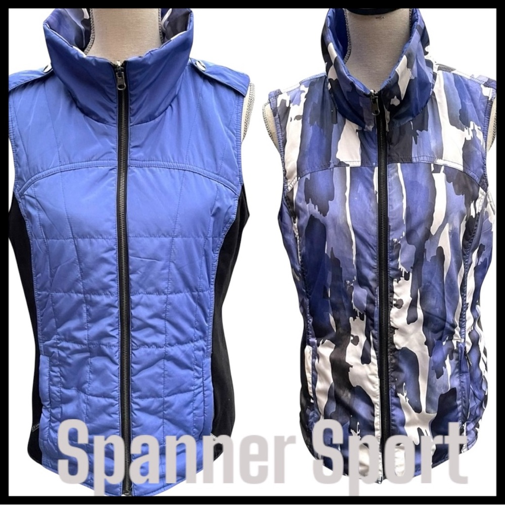 Spanner Sport Blue/Black/White Reversible Lightweight Puffer Vest (M)